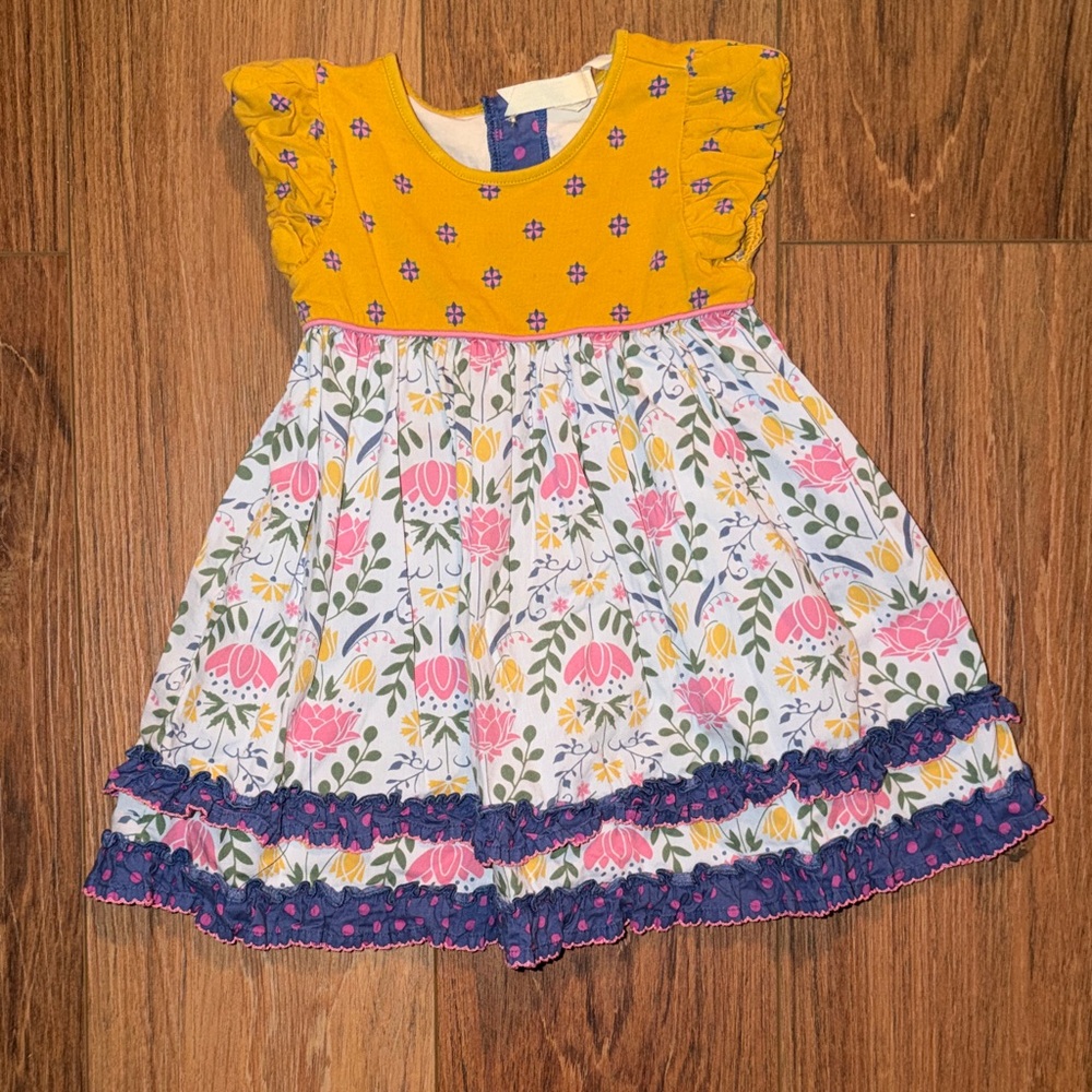 Girls Matilda Jane Yellow Floral Ruffle-Hem Casual Dress